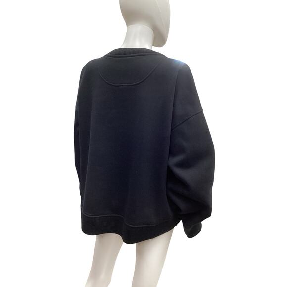 NWT Karl Lagerfeld Top/Sweatshirt 60% Cotton Blend Bejeweled Logo Karl Black - Picture 4 of 5